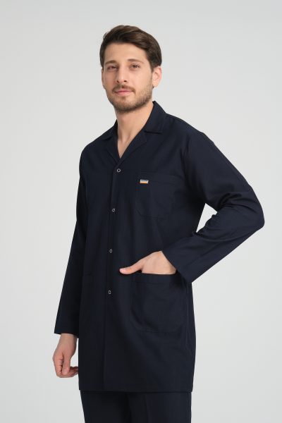 Men's Staff Apron - Shirt Collar Medium Size - Navy Blue