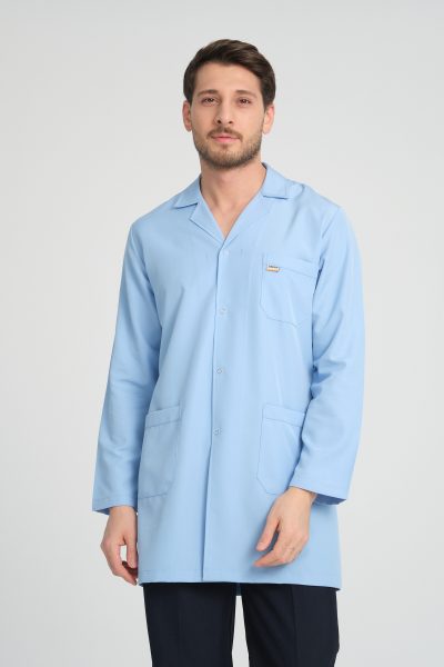Men's Staff Apron - Shirt Collar Medium Size - Blue