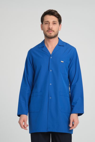 Men's Staff Apron - Shirt Collar Medium Size - Sax Blue