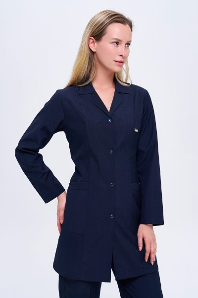 Women's Staff Apron - Shirt Collar Medium Size - Navy Blue