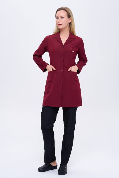 Women's Staff Apron and Pants 2-Piece Set - Burgundy