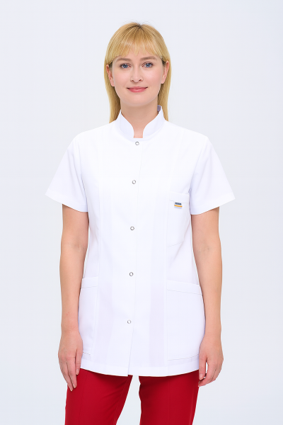 Kadın Hakim Yaka Ceket Boy Kısa Kollu Doktor - Öğretmen Önlüğü